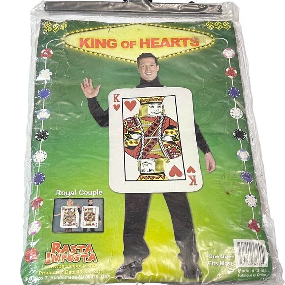 King of Hearts Playing Card Halloween Costume Adult One Size Fits Most Used - Picture 1 of 7
